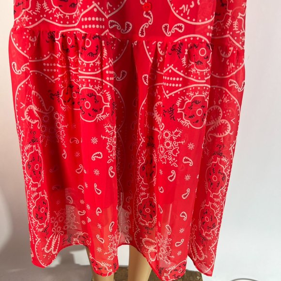 Made With Love Bandana Paisley Dress Womens Size M Red/White Lightweight Lined - Picture 4 of 13